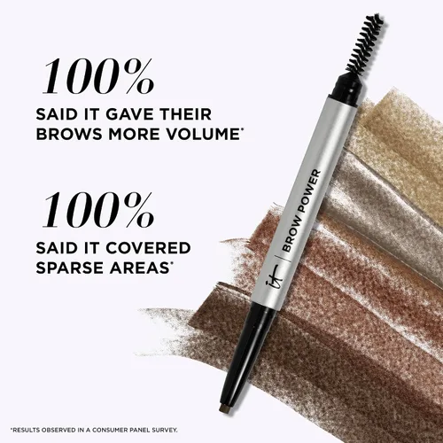 Vista 5 de IT Cosmetics Brow Power Lápiz de cejas – Tonos universales – Fórmula de larga duración, a prueba de golpes, con biotina – Cejas de aspecto natural