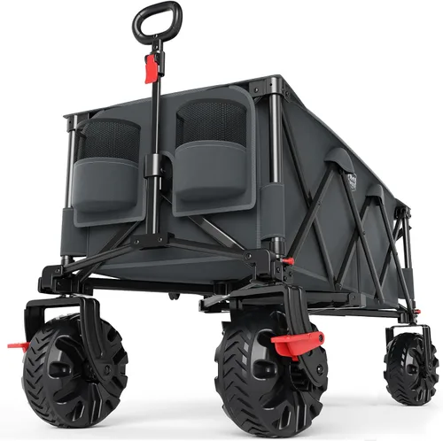 Vista 13 de TIMBER RIDGE Beach Wagon with Balloon Wheels& All-Terrain Wheels, Tailgate 300 lbs Heavy Duty Foldable Wagon for Sand Camping Sports，47" L Beach
