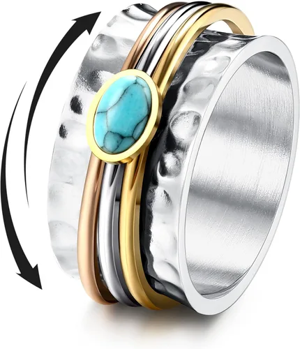 Vista 24 de Magitaco Anillos giratorios de acero inoxidable, anillos para ansiedad, anillos de ansiedad para mujeres y hombres