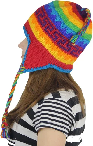 Vista 3 de KayJayStyles Nepal - Gorro de lana con diseño de calavera de esquí 100% lana