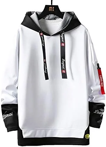 Vista 6 de USTZFTBCL Sudadera con capucha para hombre Harajuku japonesa de estilo hip hop para hombre