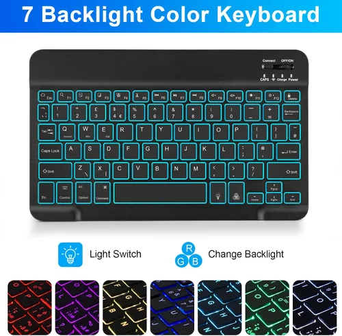 Vista 8 de LAMA Funda con teclado retroiluminado con mouse para Samsung Galaxy Tab S10 Lite/S10 FE/S9 FE de 10.9 pulgadas, funda delgada con teclado y mouse