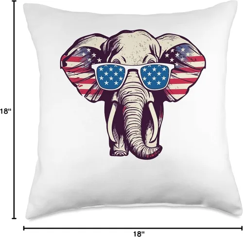 Vista 4 de Cool Elephant Republican Modern Tees Republican Cool Gifts - Almohada de elefante, 18 x 18 pulgadas, multicolor