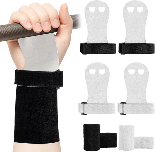 Vista 8 de 2 pares de agarres de mano de gimnasia, equipo de gimnasia para niños, juegos de pulseras de gimnasia, guantes de agarre de barra de gimnasia