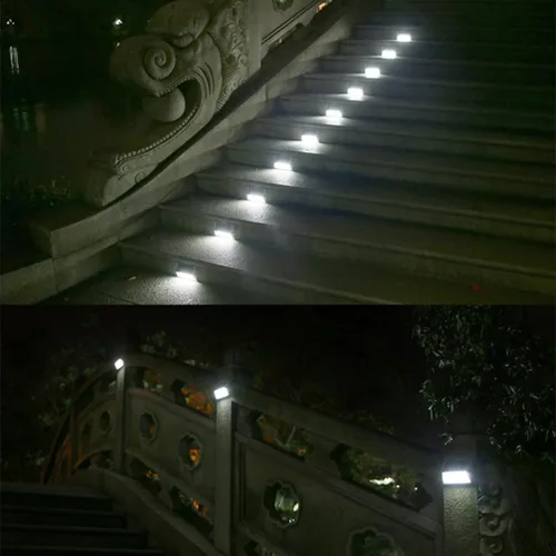 Vista 6 de Luces de escalera alimentadas por energía solar, luz de pared LED impermeable para valla, patio, jardín, porche, cubierta, camino, puerta delantera