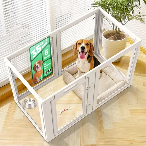 Vista 40 de FXW AuraSpace - Cerca acrílica para perros pequeños, para interiores, 24 pulgadas, 2 paneles, incluye 1 puerta y 1 panel, color negro