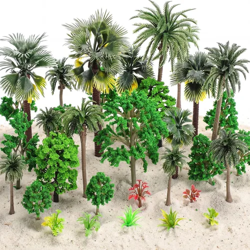 Vista 10 de Skylety 35 Piezas Árboles Modelo de 1.2-6.3 Pulgadas Árboles Miniatura Mixtos Suministros de Diorama Plantas Falsas Escenario de Tren Paisaje Pueblo