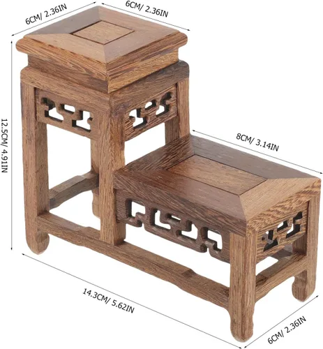 Vista 2 de DOITOOL Soporte de madera para plantas retro, soporte para macetas de jardín, para bonsái, base resistente para decoración del hogar, exhibiciones