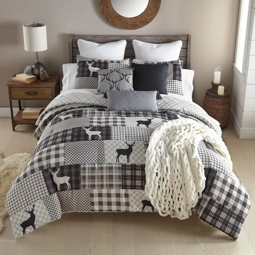 Vista 10 de Donna Sharp Juego de ropa de cama Queen – 3 piezas – Juego de edredón Forest Grove Lodge con edredón Queen y dos fundas de almohada estándar