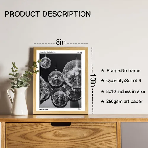 Vista 2 de NaZaUK Decoración de Póster de Neoyorquinos Trendy Preppy, Impresiones de Arte de Pared Estético Funky, Arte de Pared de Periódico con Bola de Disco