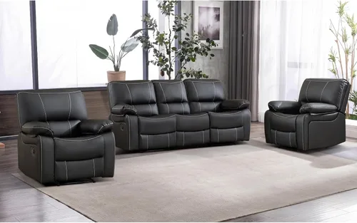 Vista 12 de EBELLO Silla reclinable manual de piel sintética, con respaldo cómodo y respaldo reclinable, muebles de primera calidad para sala de estar, muebles