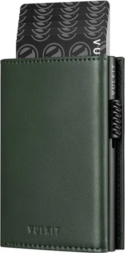 Vista 22 de VULKIT Cartera con tarjetero con bolsillo para monedas, cierre magnético, tarjetas desplegables con ventana para identificación, cartera de cuero