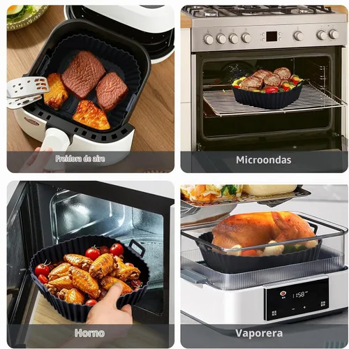 Vista 5 de Komzon Forros de Silicona para Freidora de Aire 3 PCS, Forros para Freidora de Aire Reutilizables, Forros de Silicona para Canasta de Freidora