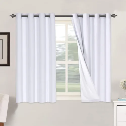 Vista 101 de H.VERSAILTEX Cortinas 100% opacas con aislamiento térmico, texturizadas, de lino, con bloqueo completo de calor y luz, para sala de estar y Negro