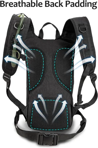Vista 5 de Mochila de hidratación táctica con vejiga de agua de TPU 3L: Senderismo MOLLE Bolsa de día militar para caza para hombres y mujeres