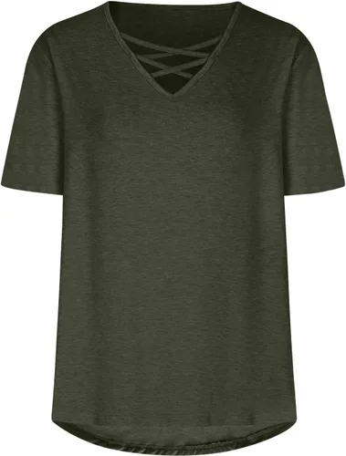 Vista 7 de Camisetas de verano para mujer, cuello en V entrecruzado, manga corta, holgadas, elegantes, casuales, básicas, suaves