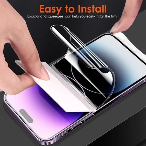 Vista 6 de [Paquete de 3+3 protectores de pantalla de película de hidrogel para iPhone 15 Pro Max (no vidrio) con protector de lente de cámara de vidrio