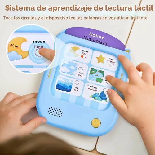 Vista 2 de JoyCat - Tableta de aprendizaje bilingüe para niños, 106 tarjetas parlantes español-inglés
