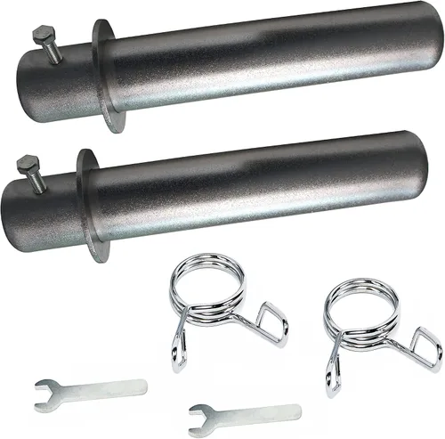 Vista 2 de Ader Sporting Goods Par de manguitos adaptadores olímpicos de cromo y zinc de 8" (O.D. 1.875") con collares
