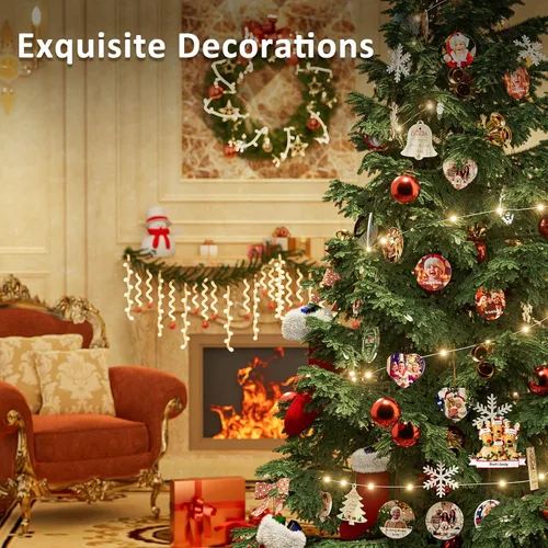 Vista 7 de Adornos de Navidad personalizados de ciervo, familia de 2, 3, 4, 5, 6, 7, 8 – Adorno de Navidad personalizable con nombre de reno, texto para árbol