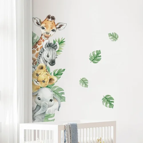 Vista 10 de Tanlaby Pegatinas de pared de animales de la selva de dibujos animados de animales del bosque Zebra Forest Peel and Stick Art Sticker for Baby