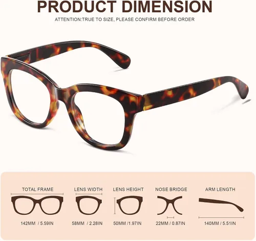 Vista 4 de Reading Glasses for Women - Blue Light Reading Glasses with Spring Hinge, Computer Readers