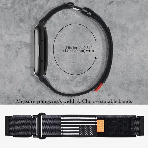 Vista 5 de KOREDA Compatible con Fitbit Versa 3/Fitbit Versa 4/Fitbit Sense/Sense 2 bandas para mujeres y hombres, correa deportiva ajustable elástica trenzada