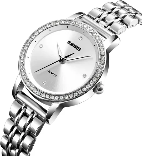 Vista 3 de SKMEI Watches for Women Ladies Simple Diamond Stainless Luxury Fashion Waterproof Dress Casual Analog Quartz Wife Girls Gifts Female Rose Gold Wrist