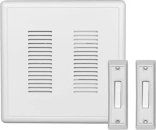 Vista 5 de Kit de timbre eléctrico PrimeChime Plus 2, timbres para el hogar, incluye campanillas de anillo seleccionables, botón de estuco, latón antiguo