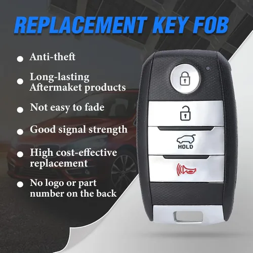 Vista 4 de Keymall Llavero inteligente para automóvil con entrada sin llave de repuesto para Kia NIRO 2017 2018 2019 433MHz ID47Chip