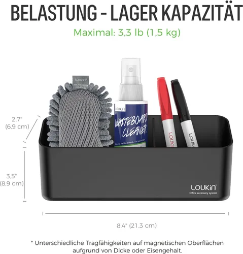 Vista 6 de loukin Paquete de accesorios para pizarra blanca Kit de limpiador de pizarra blanca no tóxico (17 fl oz) y soporte magnético y adhesivo