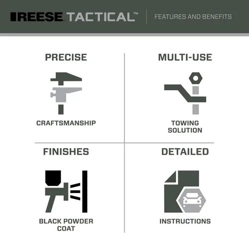 Vista 7 de Reese Interlock® Tactical™ Kit de inicio de montaje de bola de enganche de remolque, se adapta al receptor cuadrado de 2 pulgadas, caída de 2