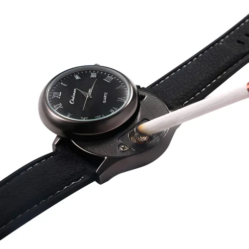 Vista 2 de Avaner Reloj de pulsera analógico de cuarzo para hombre, 2 en 1, con escala romana, encendedor de cigarrillos