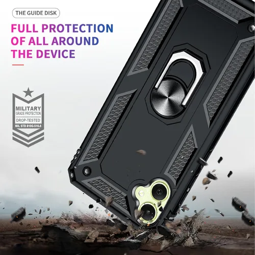 Vista 5 de LeYi Funda para Samsung Galaxy A05 (no compatible con A05S) con protector de pantalla y protector de lente de cámara, funda resistente de grado Negro