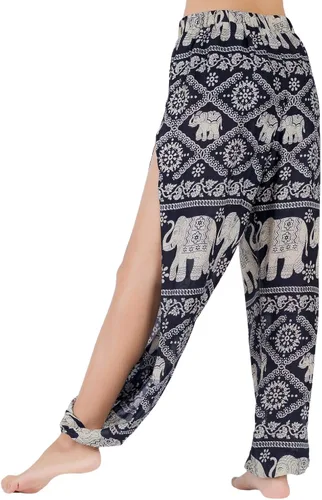 Vista 5 de LOFBAZ Pantalones de yoga harén con abertura alta para mujer, pijama, pantalones deportivos para la playa