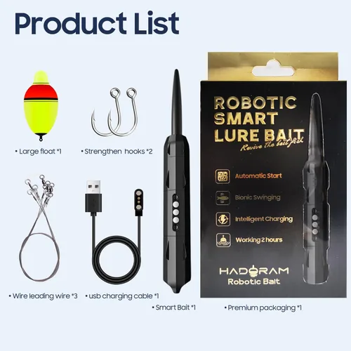 Vista 5 de Señuelo inteligente robótico para pesca, señuelos eléctricos de pesca Wobbler recargable por USB, cebo de natación, aparejos de pesca, acción
