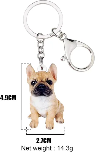 Vista 6 de NEWEI - Llaveros de acrílico para perro, diseño de bulldog francés