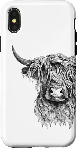 Vista 5 de iPhone 16 Highland Cow - Hand Drawn Illustration Case