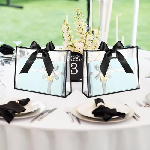 Vista 5 de Aliceset - 12 bolsas de regalo grandes de plástico transparente negro