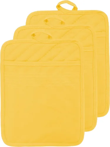 Vista 8 de Oven Pot Holder with Pocket Cotton Heat Resistant Coaster Potholder Kitchen Hot Pad Oven Mitts for Cooking and Baking Square 7"x9" (Aqua, Silicone)