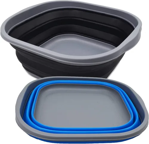 Vista 2 de SAMMART Juego de 2 tinas plegables de 10 litros (2.6 galones) - Tina plegable para platos - Lavabo portátil - Tina de plástico que ahorra espacio