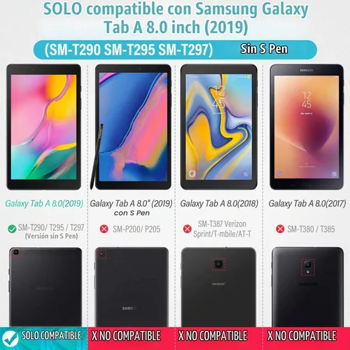 Vista 2 de Timecity Funda para Samsung Galaxy Tab A 8.0 2019 SM-T290/T295/T297 Negro+Negro