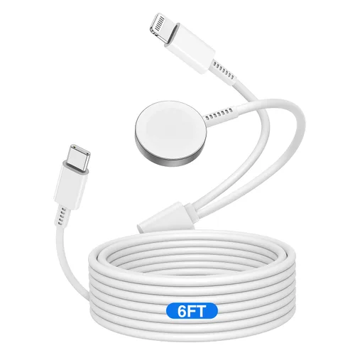 Vista 7 de Cable de carga USB C mejorado para Apple Watch, [certificado Apple MFi], cable de carga magnético para iWatch de 6 pies, cable de carga tipo C 2