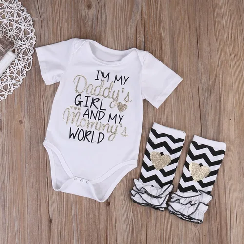 Vista 2 de Conjunto de 3 estilos para bebé recién nacido, con estampado de letra y texto "I'm Daddy" Girl