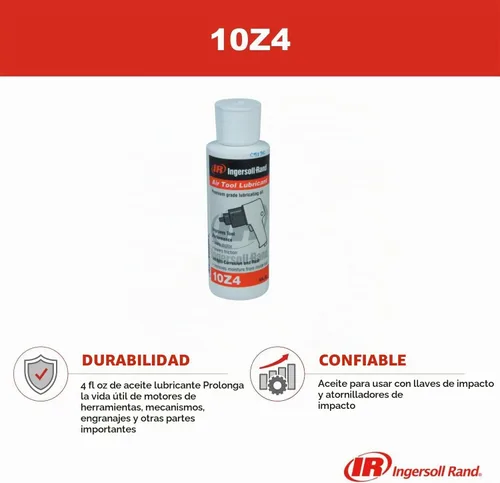 Vista 2 de Lubricante para herramientas neumáticas Ingersoll Rand 10Z4 Formulated to lubricate pneumatic tools for reliable operation and extended service
