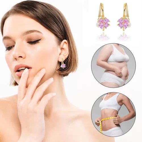 Vista 4 de 2 pares de aretes de aro de actividad linfática, aretes de drenaje linfático, aretes de germanio de magnetoterapia, aretes de aro grandes