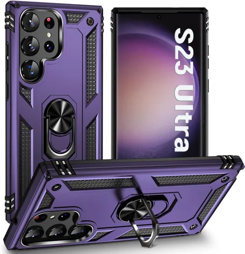 Vista 17 de Funda protectora diseñada para Galaxy S23 con soporte, a prueba de caídas militares, a prueba de golpes, a prueba de polvo, para Samsung S23, rosa