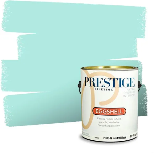 Vista 150 de Prestige Paints - Pintura exterior e imprimación en uno, 1 galón, plano, compatibilidad comparable con el color menta «Whipped Mint» de Behr