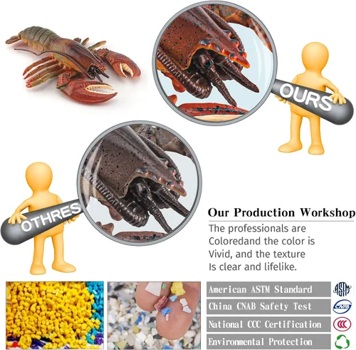 Vista 5 de Juego de 8 juguetes de criaturas marinas gigantes para niños, 8 piezas, figura de juguete de ballena, modelo de langosta australiana, educativo