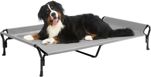 Vista 25 de Veehoo Cama elevada refrescante para perros, cuna elevada XL para mascotas con barandilla y reposacabezas inclinado, malla Teslin transpirable Negro